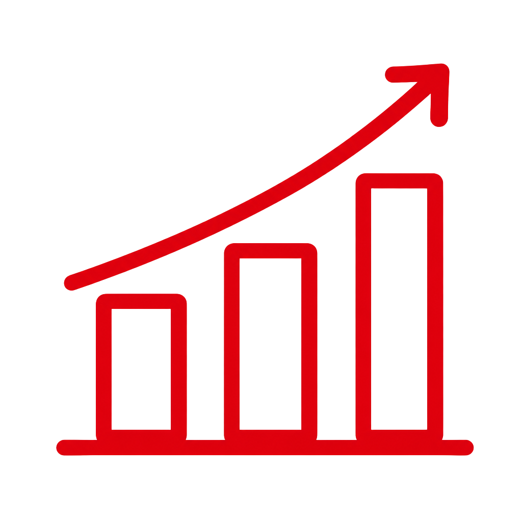 Ícone de gráfico com seta de crescimento